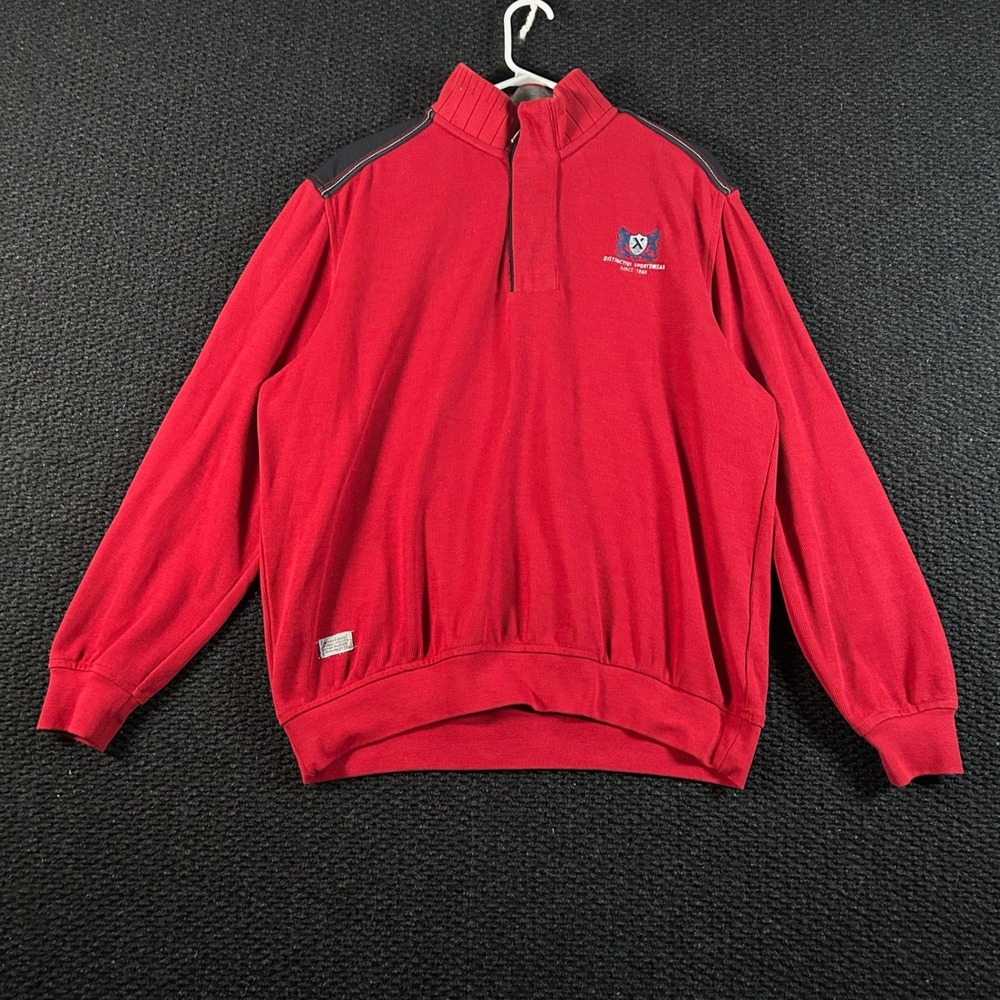 BRAX FEEL GOOD Red Quarter Zip Pullover Sweatshirt Mens Size L‎ Distinctive